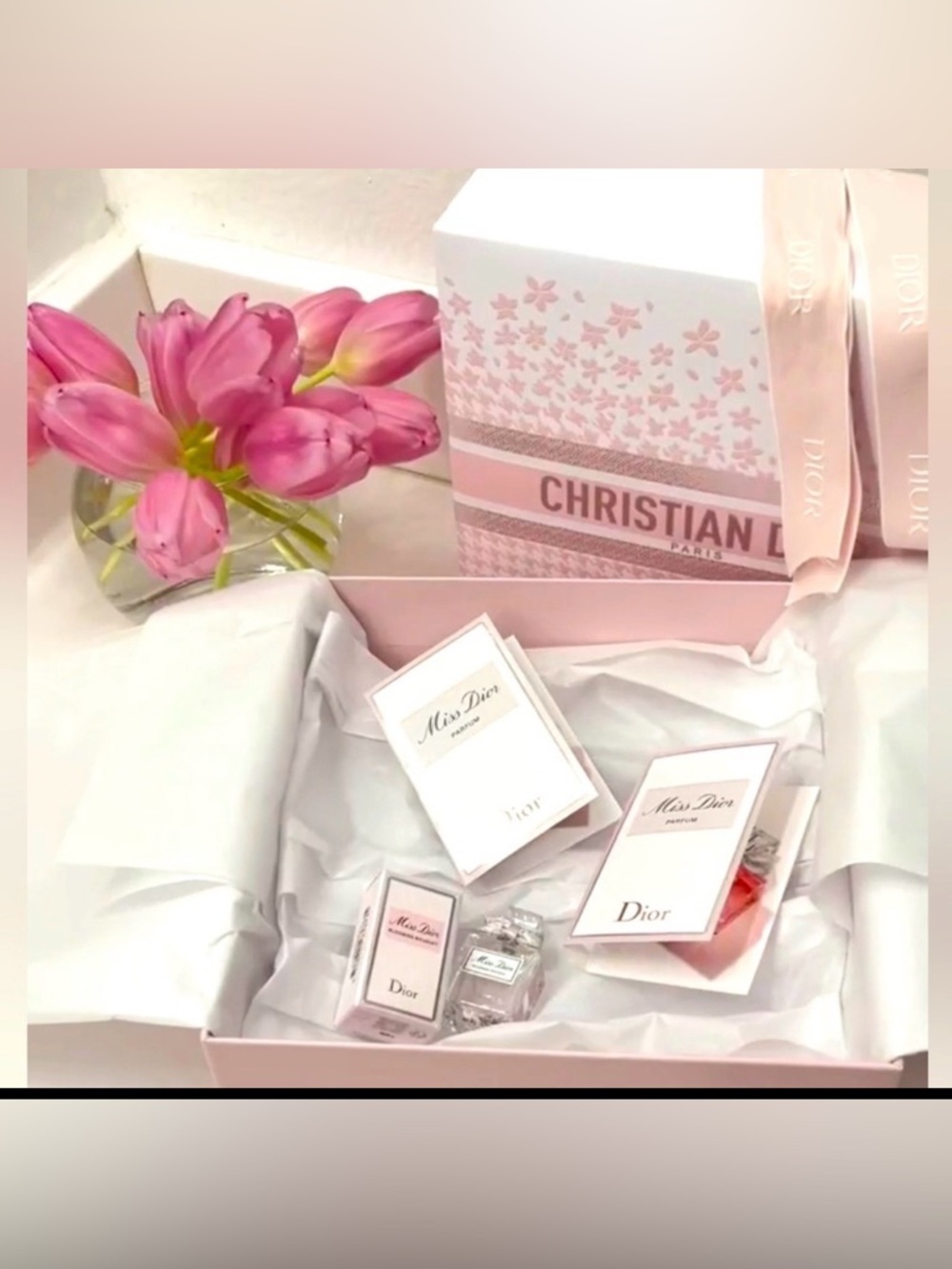 Dior Pink Gift Wrap with Ribbon